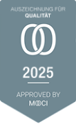 Zertifikat Mooci Auszeichung für Qualität 2025