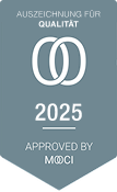 Zertifikat Mooci Auszeichung f&uuml;r Qualit&auml;t 2025